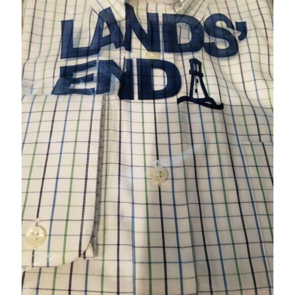 Lands End Pinpoint Button Down Shirt 15.5x33 JJ514 - Picture 4 of 4